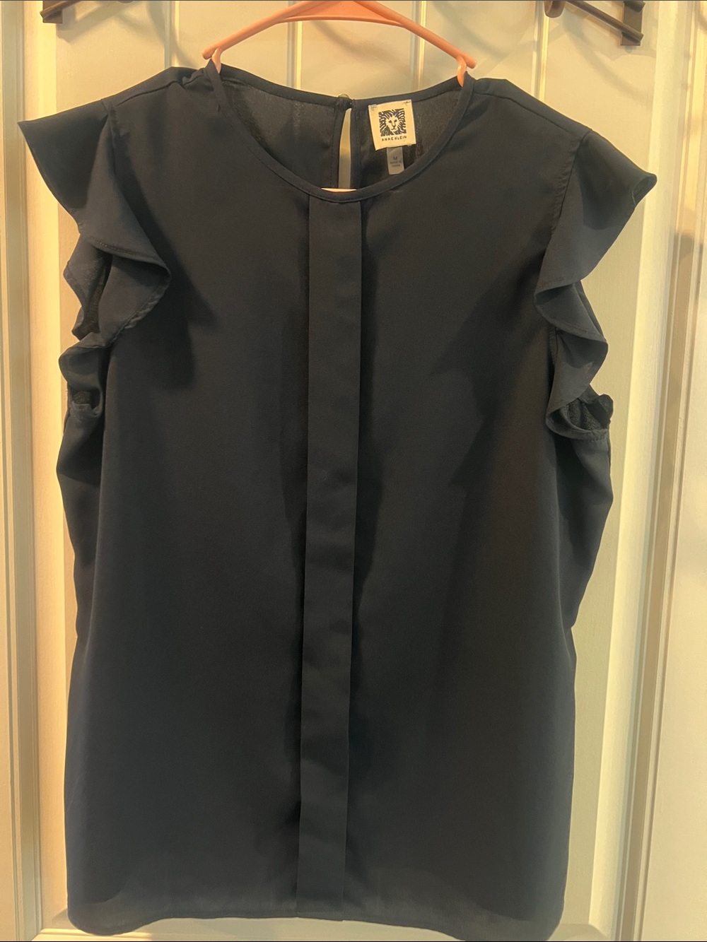 Navy Ruffle Sleeve Blouse